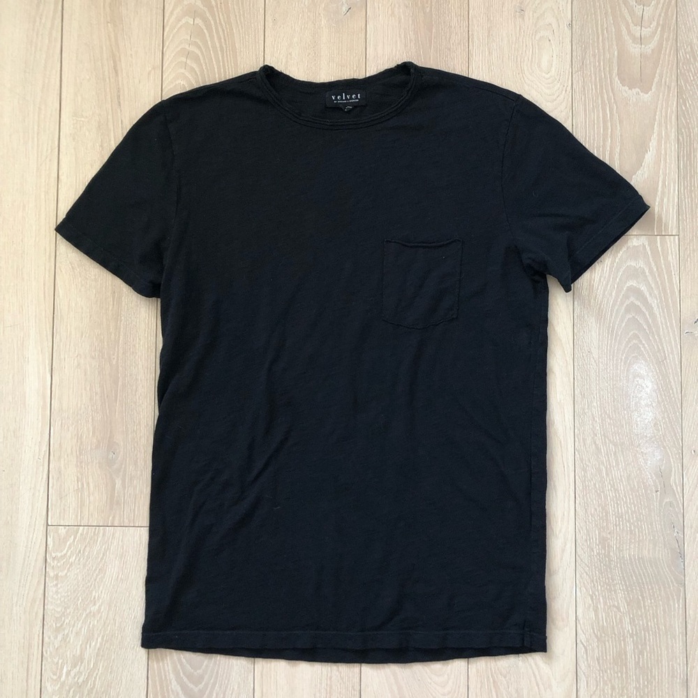 Velvet by Graham & Spencer Pocket T Shirt in Black Size S
